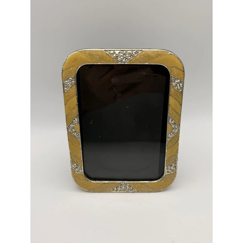 Vintage Style Rhinestone Enamel Miniature Picture Frame‎ Silver Champagne Gold